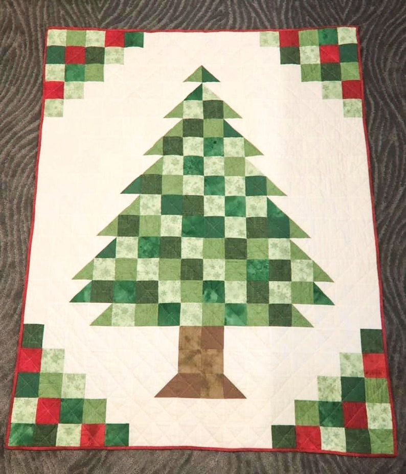 Christmas tree flannel quilt by Deer Creek Designs