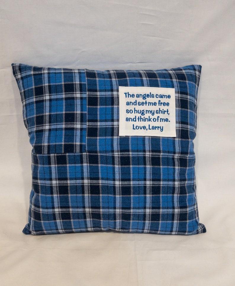Memory pillow made from a loved one's shirt